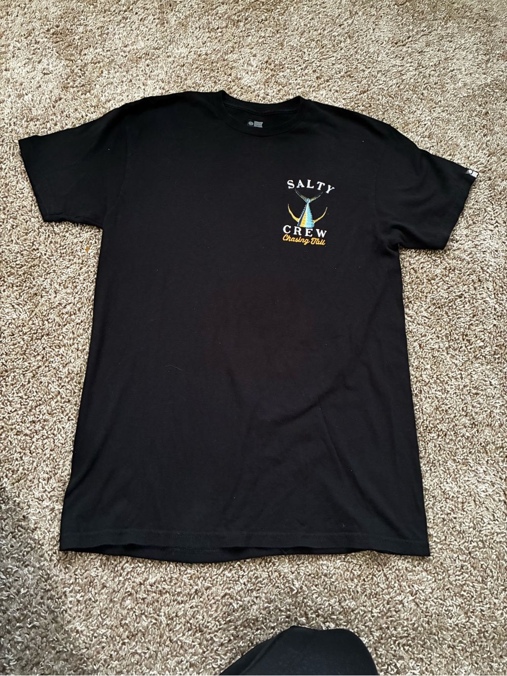 Salty Crew Black Short Sleeve Graphic Tee with Yellow & Blue Logo